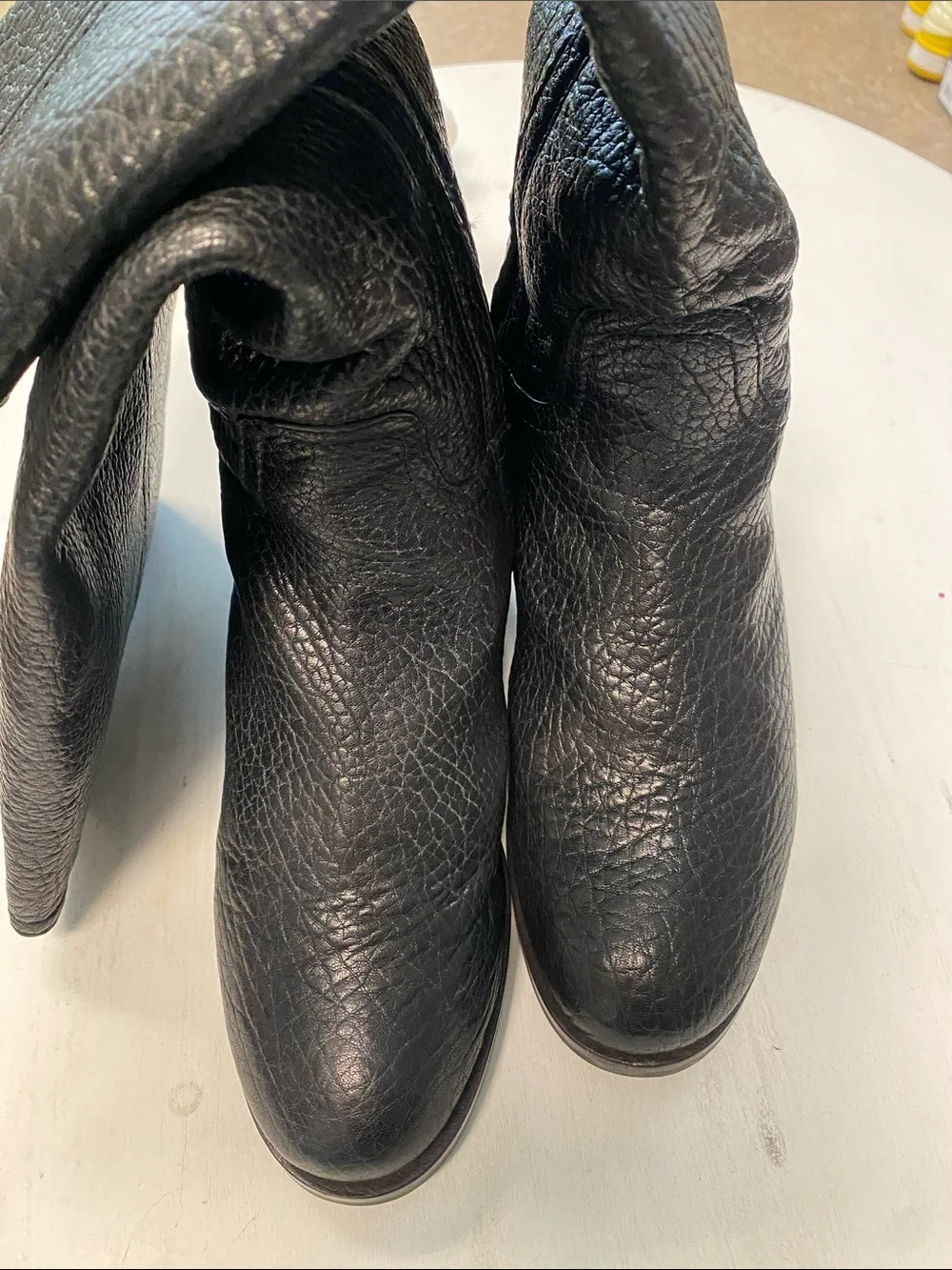 Tory Burch black pebbled knee-high riding boots